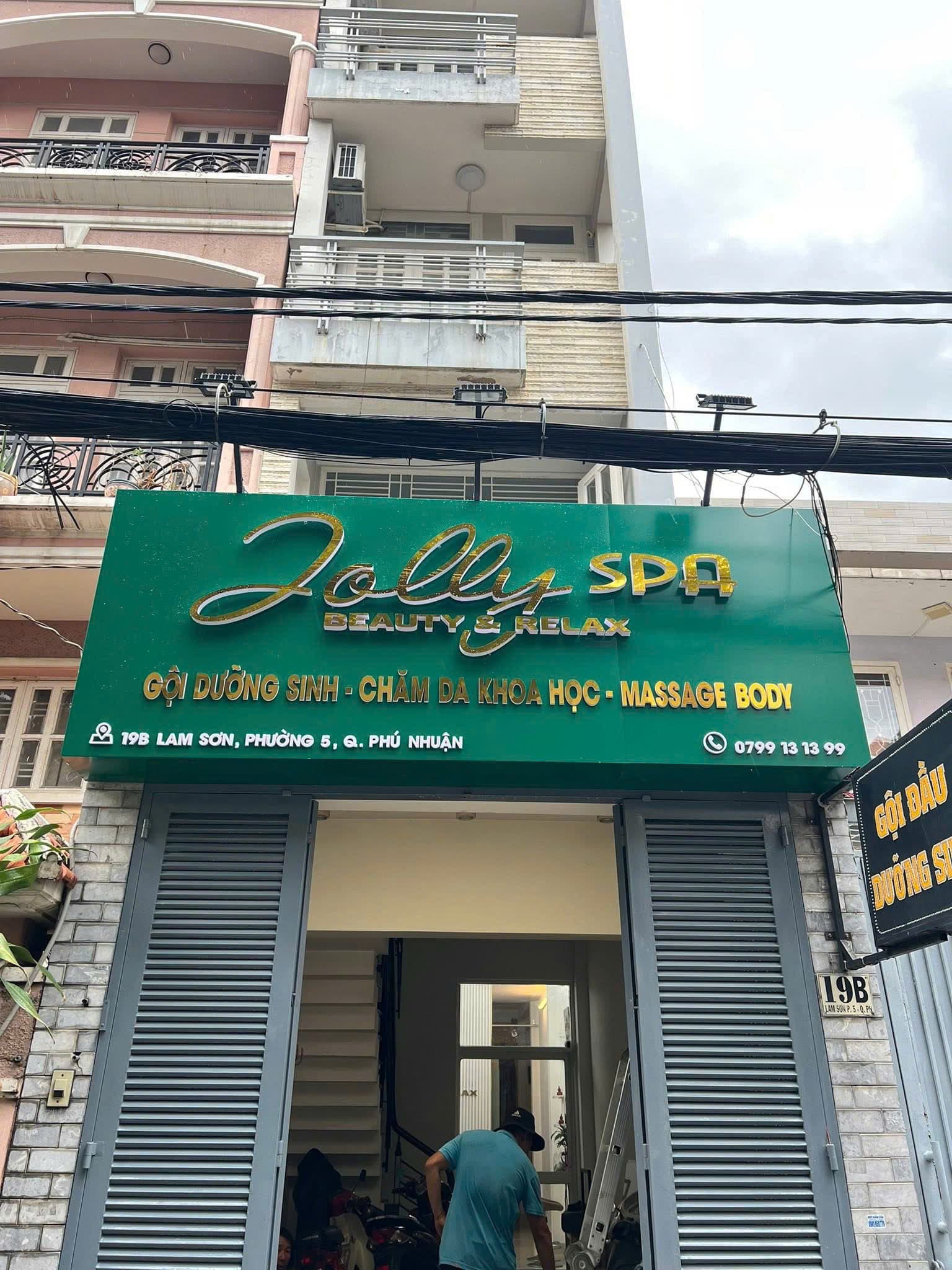 Bảng hiệu Alu xanh Jolly Spa Phú Nhuận - VNT Media